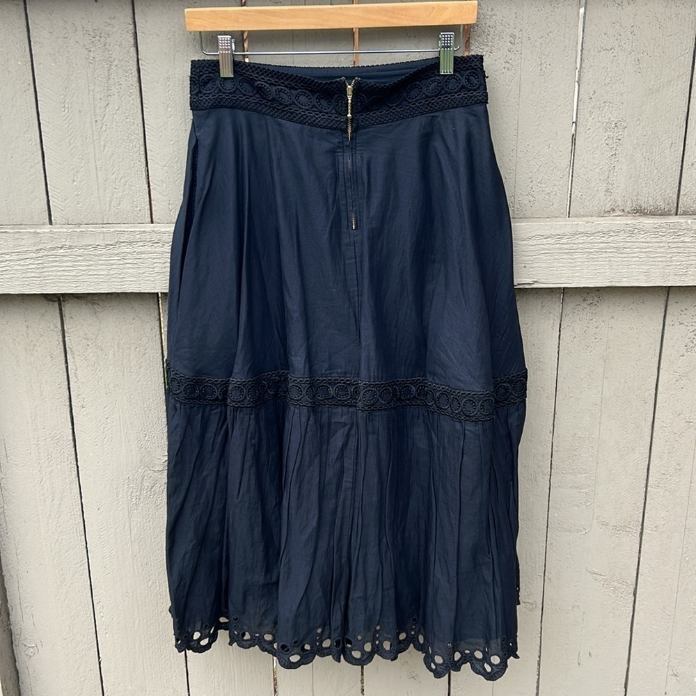 J. Crew Point Sur Tiered Boho Style Midi Skirt Sz 6 Bohemian Feminine Midi - Picture 4 of 5